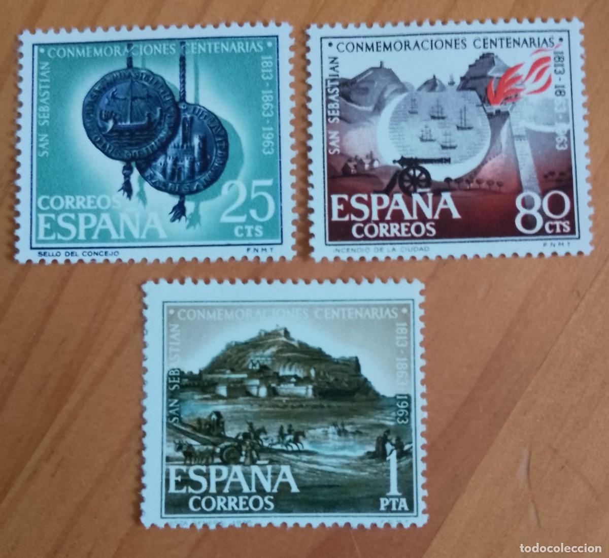 Sellos: SERIE, A&Ntilde;O 1963 - EDIFIL 1516, 1517 Y 1518 - CONMEMORACIONES CENTENARIAS DE SAN SEBASTI&Aacute;N