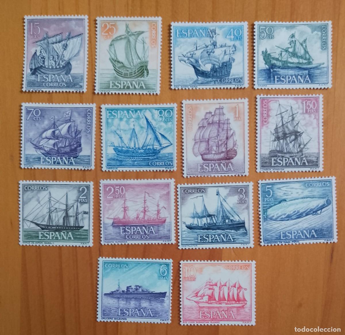Sellos: SERIE, A&Ntilde;O 1964 - EDIFIL 1599 A 1612- HOMENAJE A LA MARINA ESPA&Ntilde;OLA.