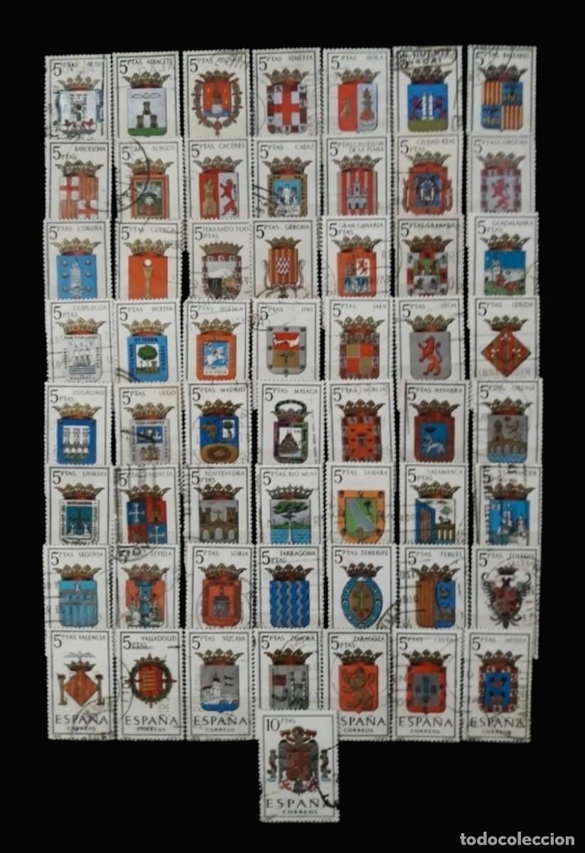 Sellos: ESPA&Ntilde;A 1962 - 1966 Escudos de provincias espa&ntilde;olas. Serie completa de 57 valores. USADO.