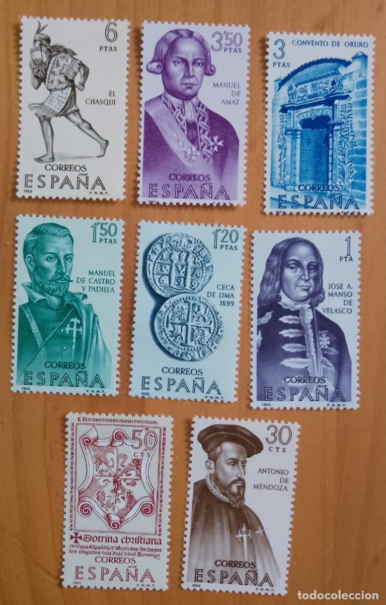 Sellos: SERIE, A&Ntilde;O 1966 - EDIFIL 1750 A 1757- FORJADORES DE AM&Eacute;RICA.