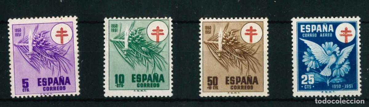 Sellos: Espa&ntilde;a 1950. Pro tuberculosos. Edifil 1084/87 R3.2