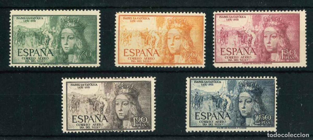 Sellos: Espa&ntilde;a 1951. Isabel a&eacute;reo. Edifil 1097/101 R6.2