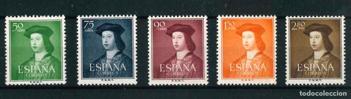 Sellos: Espa&ntilde;a 1952. Fernando el Cat&oacute;lico. Edifil 1106/10 R9