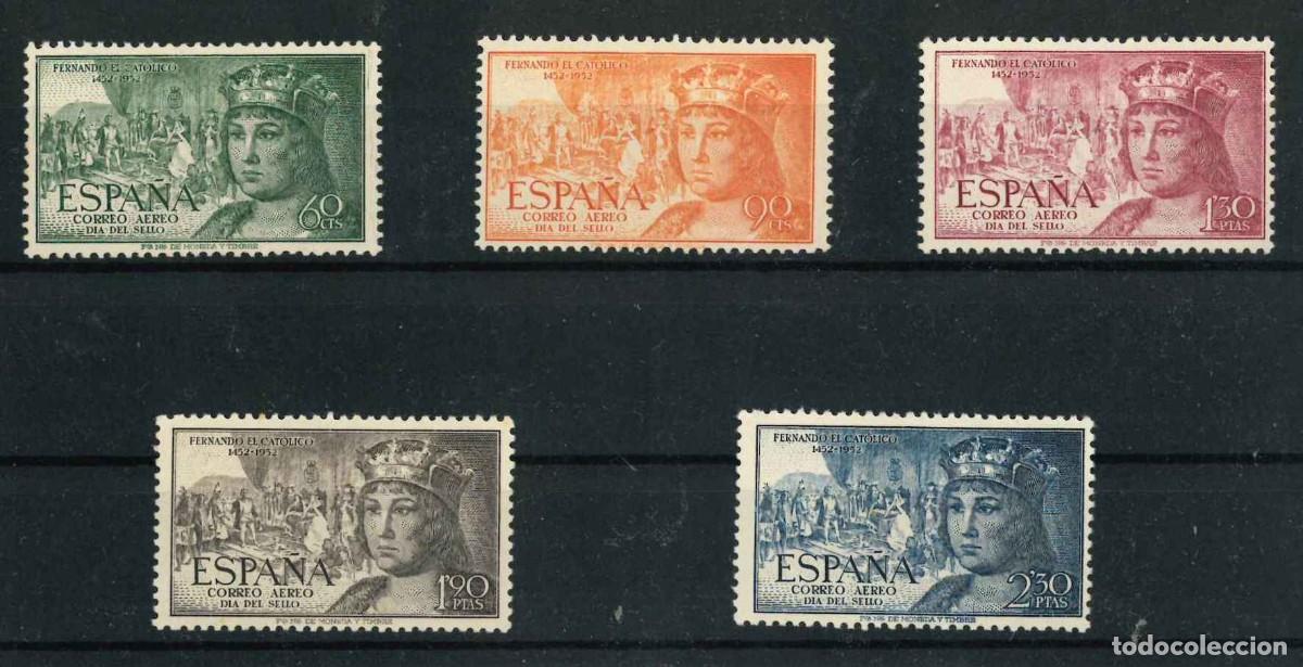 Sellos: Espa&ntilde;a 1952. Fernando el Cat&oacute;lico a&eacute;reo. Edifil 1111/15 R10.2
