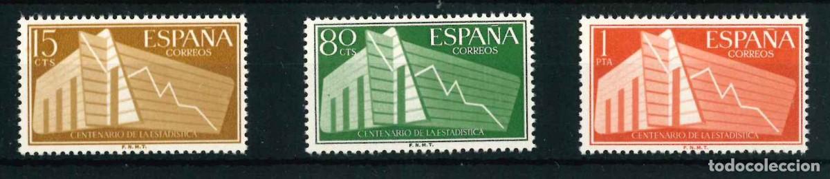 Sellos: Espa&ntilde;a 1956. Centenario de la Estad&iacute;stica . Edifil 1196/98 R27.2