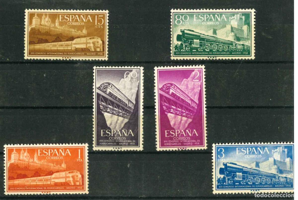 Sellos: Espa&ntilde;a 1958. Ferrocarriles. Edifil 1232/37** MNH R34.2
