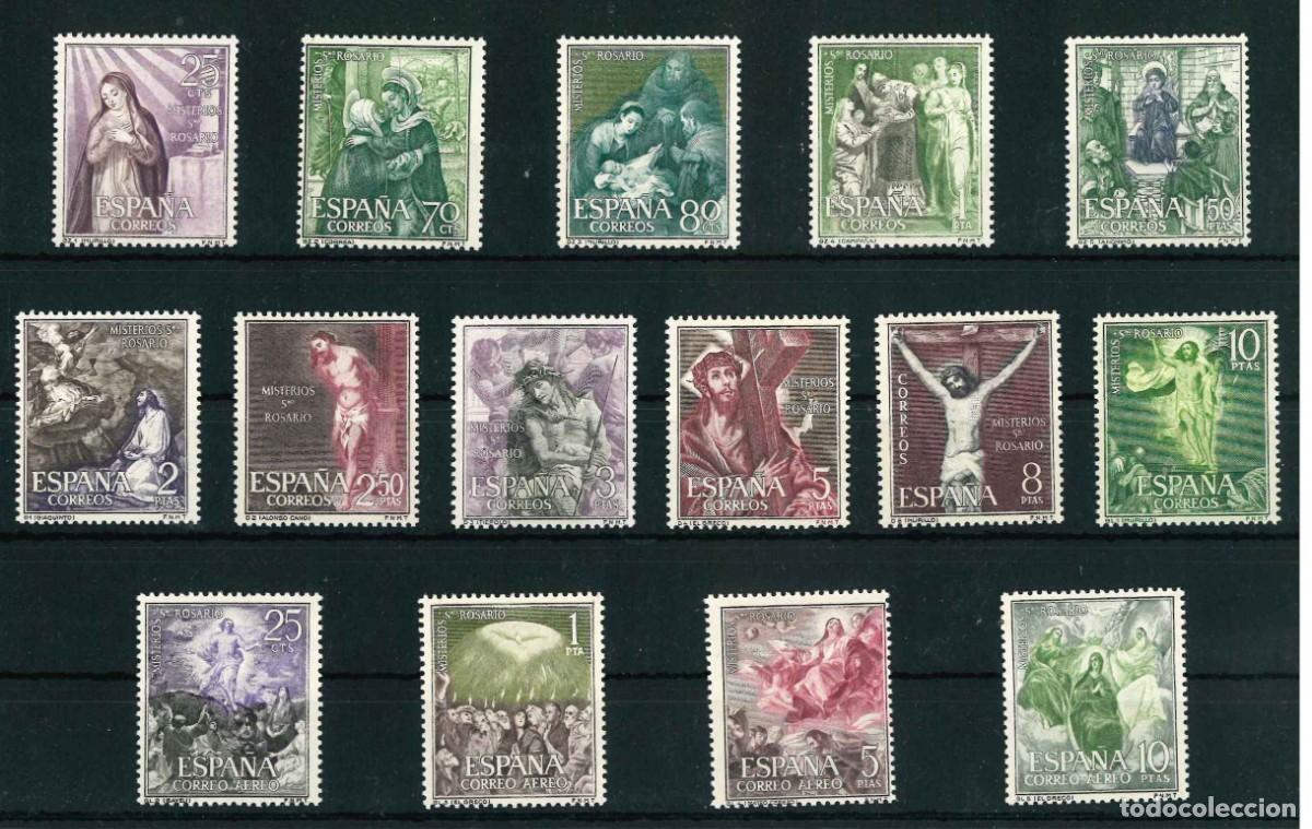 Sellos: Espa&ntilde;a 1962. Misterios del Rosario Edifil 1463/77** MNH R60.2