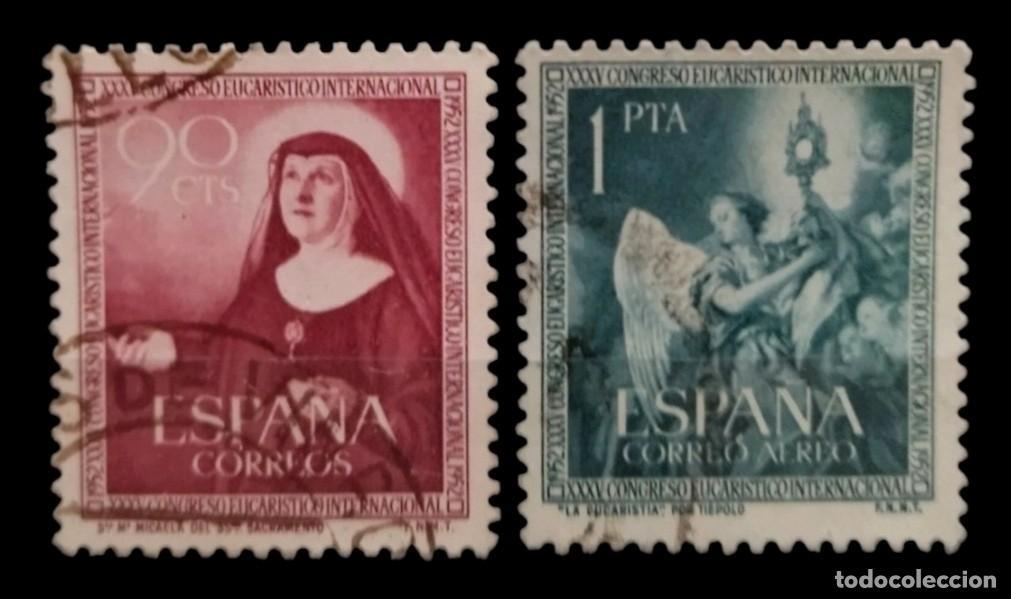 Sellos: ESPA&Ntilde;A 1952 XXXV CONGRESO EUCAR&Iacute;STICO. SERIE COMPLETA. USADO.