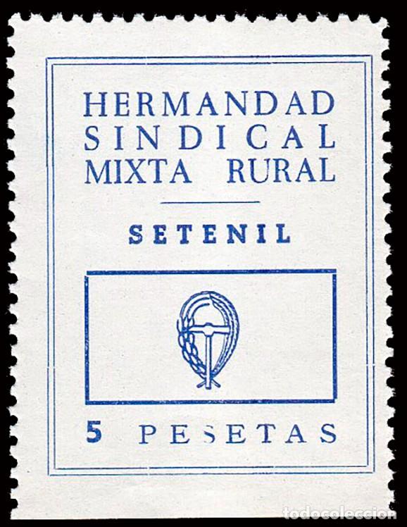 Sellos: C&aacute;diz - Vi&ntilde;etas - Setenil - A&ntilde;os 50 - &rdquo;5 Pts. Hermandad Sindical Mixta Rural&rdquo;