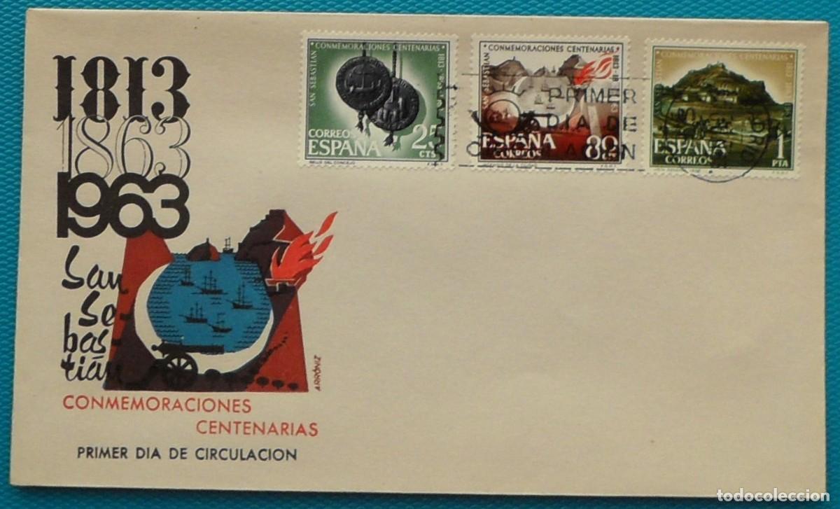 Sellos: 1963-ESPA&Ntilde;A-SPD-VER FOTO-N&ordm;1516/8-CONMEMORACIONES CENTENARIAS DE SAN SEBASTIAN