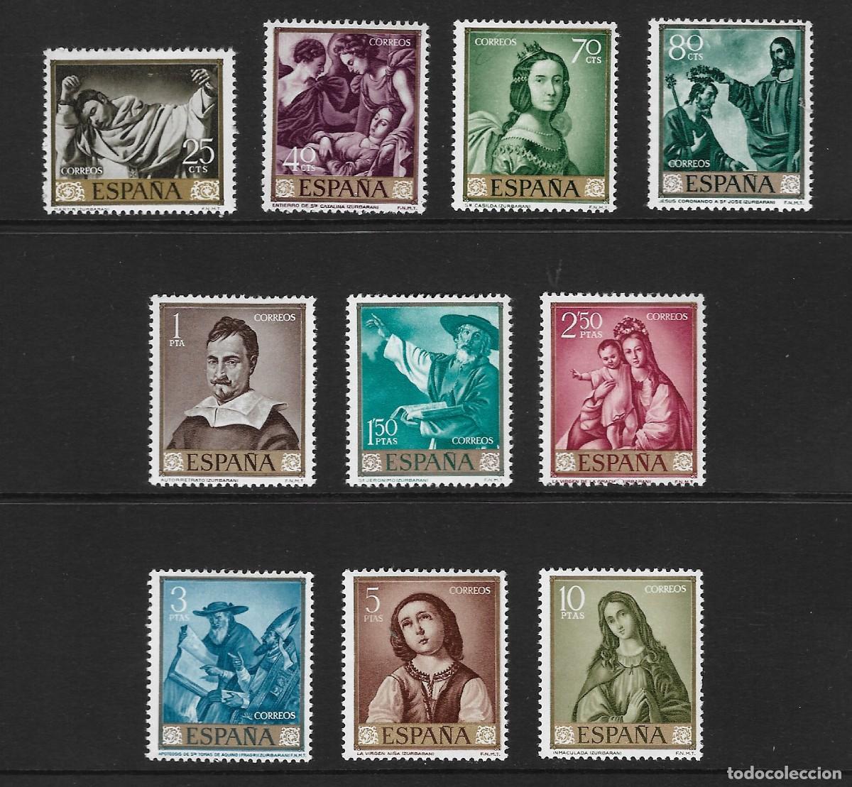 Sellos: ESPA&Ntilde;A. Edifil ns&ordm; 1418/27 nuevos y 2 sellos defectuosos