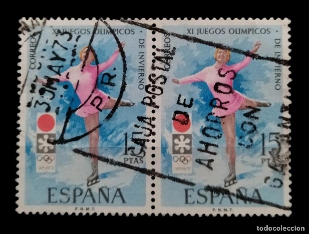 Sellos: ESPA&Ntilde;A 1972 Juegos Ol&iacute;mpicos de Invierno 1972 - Sapporo. PAREJA. USADO.