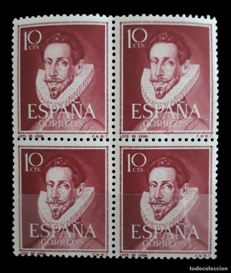Sellos: ESPA&Ntilde;A 1951 Literatos. Lope de Vega. BLOQUE DE 4. NUEVO - MNH