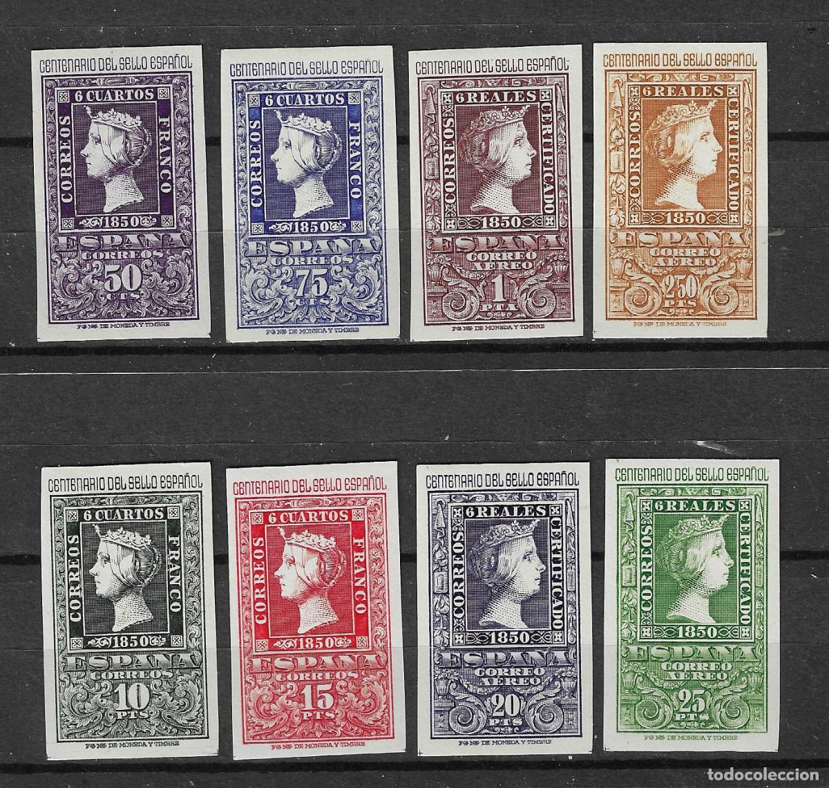 Sellos: 1950 CENTENARIO DEL SELLO EDIFIL 1075/2** SIN FIJASELLOS SIN DEFECTOS CERTIFICADO COMEX
