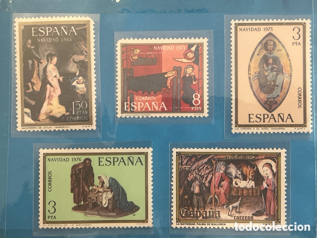 Sellos: Lote 5 sellos Espa&ntilde;a Navidad (1968-1984) - Nacimiento, Natividad y Virgen