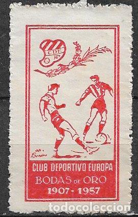 Sellos: VI&Ntilde;ETAS. F&uacute;tbol Bodas de Oro CD Europa. 1907 a 1957 (*)