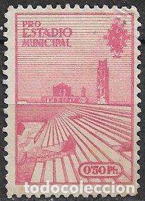 Sellos: VI&Ntilde;ETAS. F&uacute;tbol Pro Estadio Municipal, 0,50 ptas. rosa carm&iacute;n (*) L&eacute;rida?