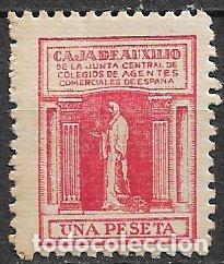 Sellos: VI&Ntilde;ETAS. Caja de Auxilio de la Junta Central de Colegios de Agentes Comerciales, una pta. carm&iacute;n * *
