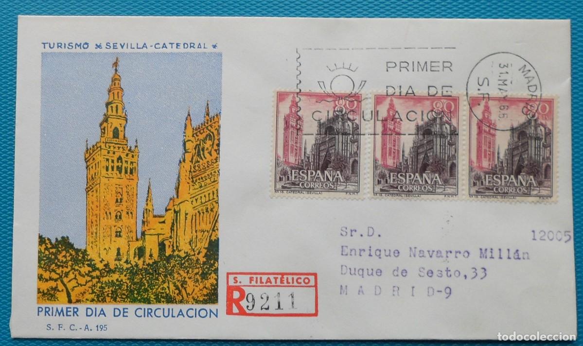 Sellos: 1965-ESPA&Ntilde;A-SPD-VER FOTO-N&ordm;1647-SERIE TURISTICA-SEVILLA-CATEDRAL(CIRCULADO-CERTIFICADO)