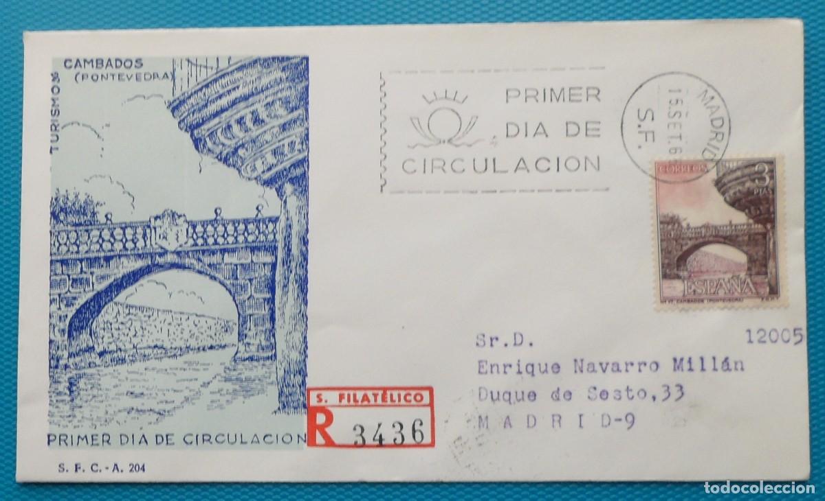 Sellos: 1965-ESPA&Ntilde;A-SPD-VER FOTO-N&ordm;1651-SERIE TURISTICA-CAMBADOS-PONTEVEDRA(CIRCULADO-CERTIFICADO)