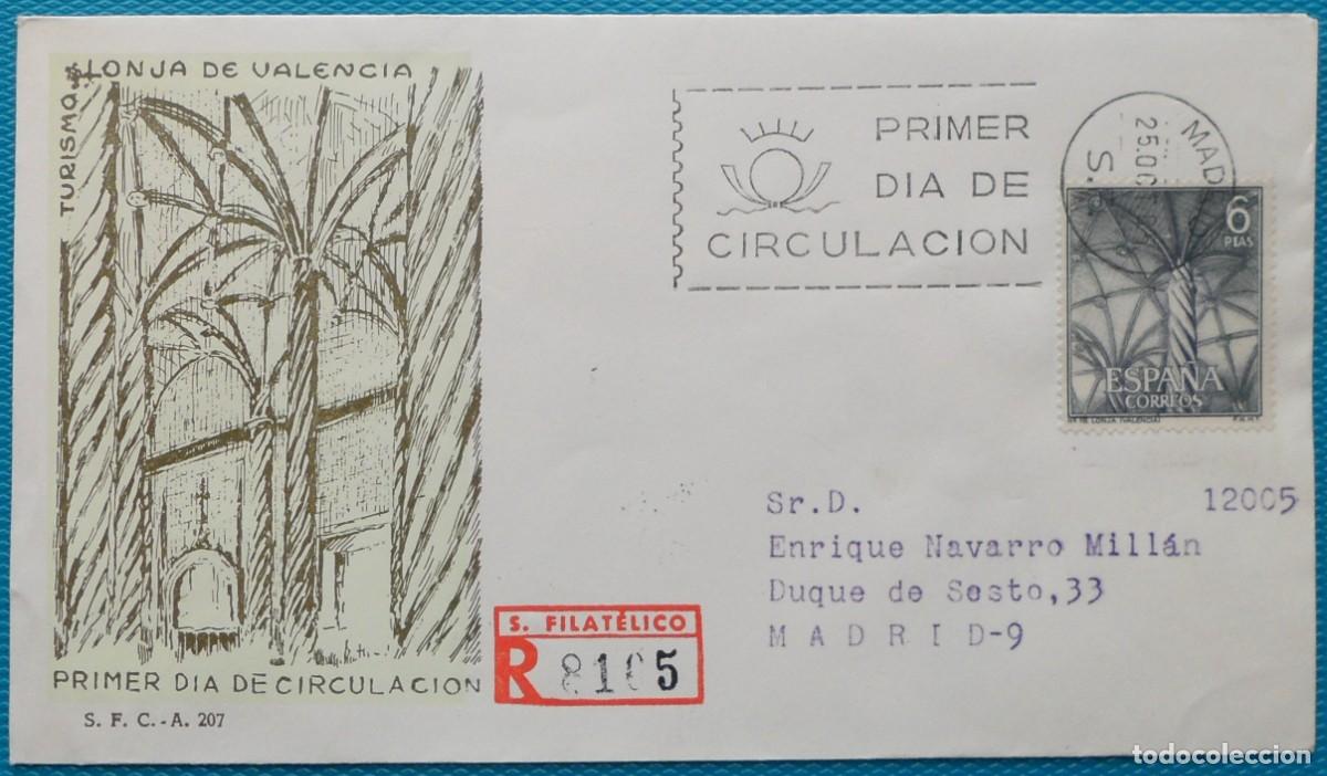 Sellos: 1965-ESPA&Ntilde;A-SPD-VER FOTO-N&ordm;1652-SERIE TURISTICA-LONJA DE VALENCIA(CIRCULADO-CERTIFICADO)