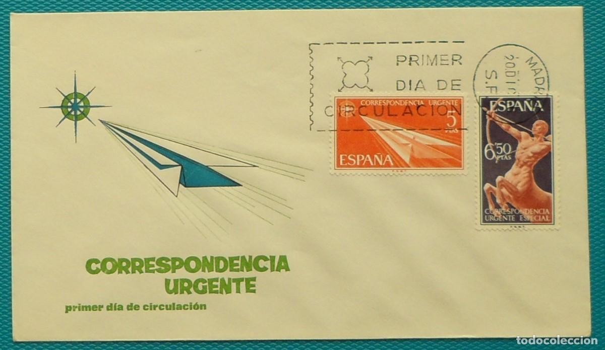 Sellos: 1966-ESPA&Ntilde;A-SPD-VER FOTO-N&ordm;1765/6-CORRESPONDECIA URGENTE