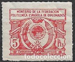 Sellos: VI&Ntilde;ETAS. Montep&iacute;o Federaci&oacute;n Polit&eacute;cnica Espa&ntilde;ola de Diplomados, 5 ptas. rojo * *