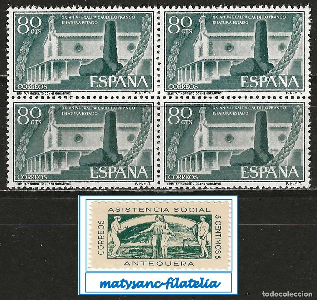 Sellos: ESPA&Ntilde;A 1956. EDIFIL 1199. BLOQUE DE 4 &rdquo;EXALTACI&Oacute;N DE FRANCO A JEFATURA ESTADO&rdquo;. MNH***