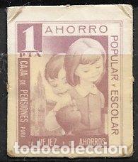 Sellos: VI&Ntilde;ETAS. Caja de Pensiones para la Vejez y de Ahorros, Ahorro Popular, 1 pta. lila * *