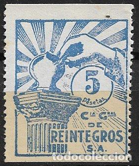 Timbres: VI&Ntilde;ETAS. Compa&ntilde;&iacute;a General de Reintegros, 5 ptas. azul (*)