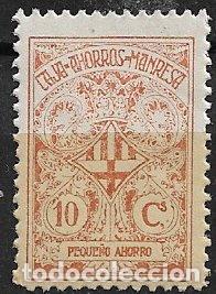Sellos: VI&Ntilde;ETAS Caja de Ahorros de Manresa, Peque&ntilde;o Ahorro, 10 cts. ocre * *