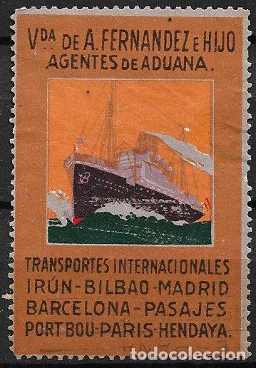 Sellos: VI&Ntilde;ETAS Viuda de A. Fern&aacute;ndez e hijo. Agentes de Aduanas transportes internacionales (o)