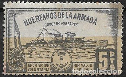 Sellos: VI&Ntilde;ETAS Hu&eacute;rfanos de la Armada, 5 ptas. negro * *