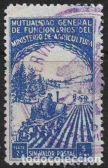 Sellos: VI&Ntilde;ETAS Mutualidad Funcionarios Ministerio de Agricultura, 5 pts. azul, clase 2&ordf; (o)