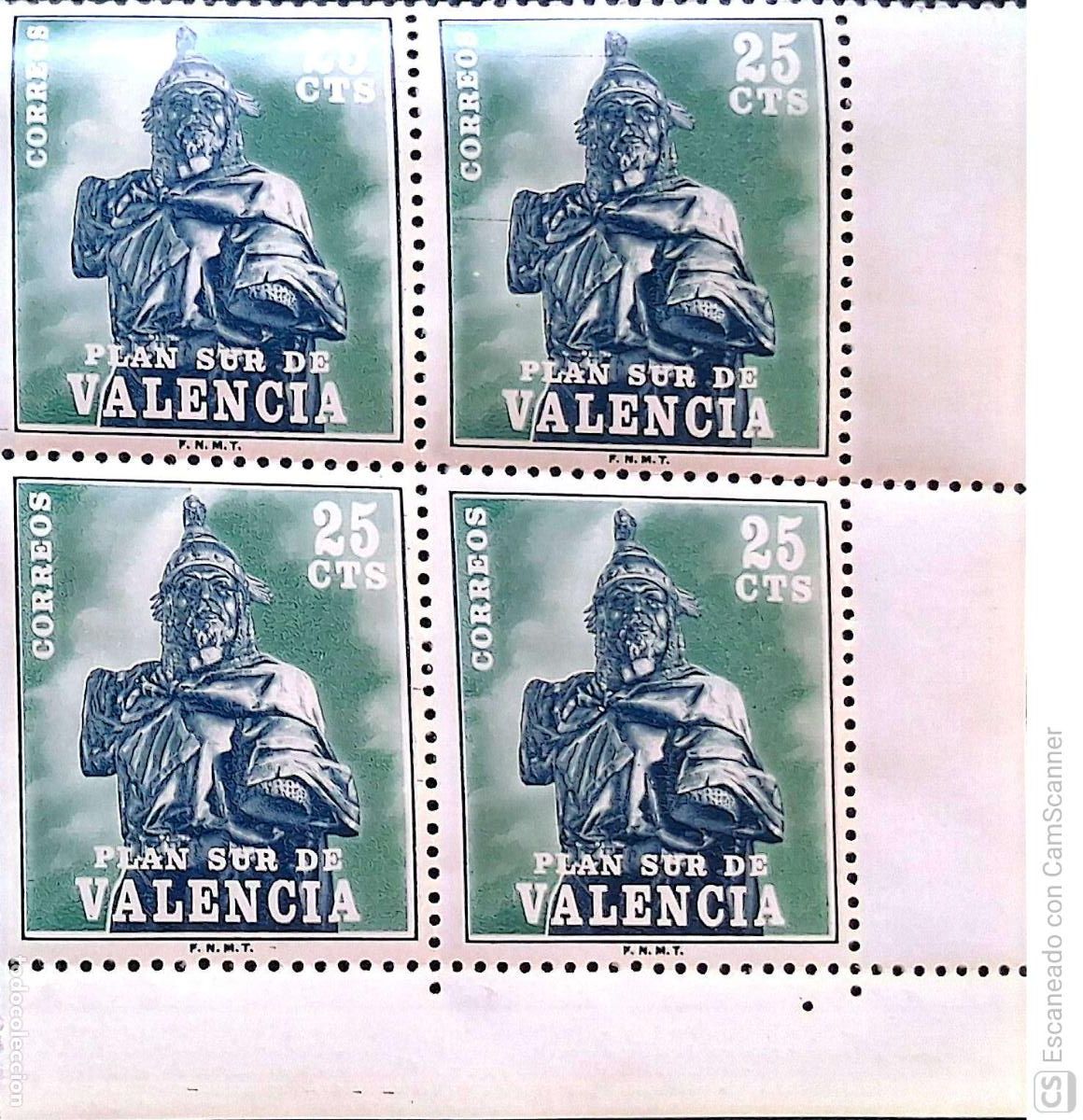 Sellos: Valencia. 8 Jaime I, en bloque de cuatro. 1975 Sellos nuevos y numeraci&oacute;n Yvert
