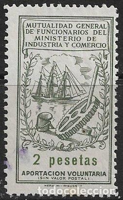 Sellos: VI&Ntilde;ETAS Mutualidad Gral. de Funcionarios del M&ordm; de Industria y Comercio, 2 ptas. negro (o)