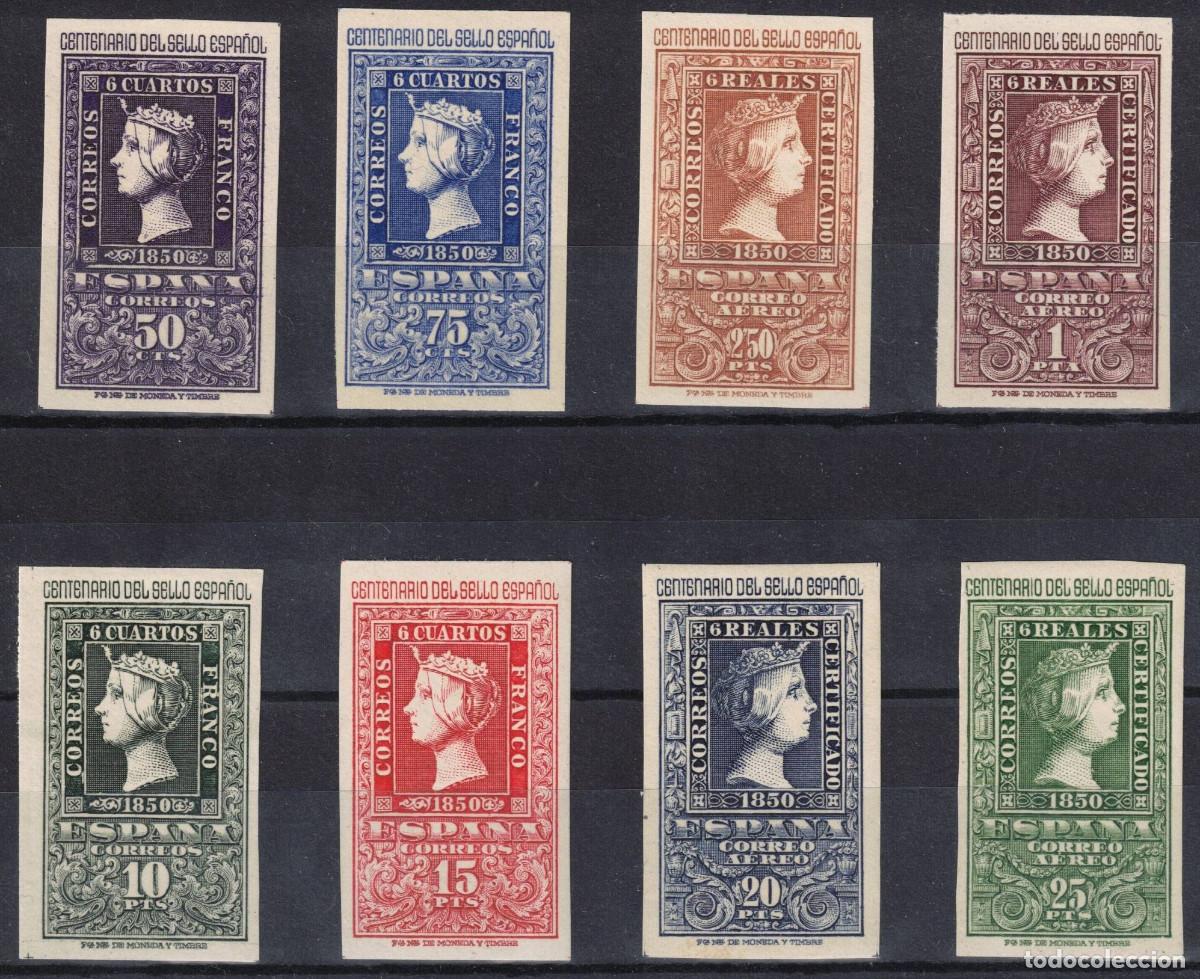 Sellos: ESPA&Ntilde;A CENTENARIO DEL SELLO ** 1075/1082 A&Ntilde;O 1950 - MNH - SERIE COMPLETA