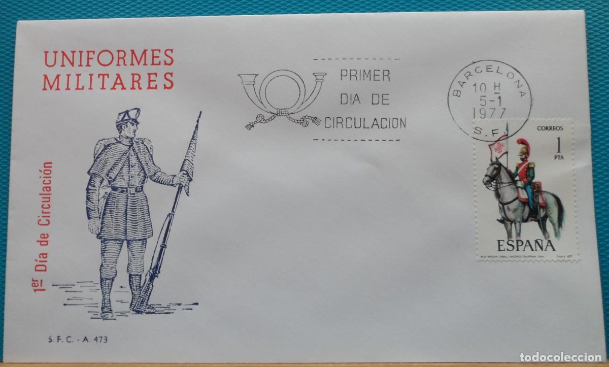 Sellos: 1977-ESPA&Ntilde;A-SPD-VER FOTO-N&ordm;2381/5-UNIFORMES MILITARES-VII GRUPO-FECHA BARCELONA