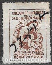 Sellos: VI&Ntilde;ETAS Direcci&oacute;n General de Seguridad, Colegio de Hu&eacute;rfanos, 2 ptas. casta&ntilde;o oscuro (o)