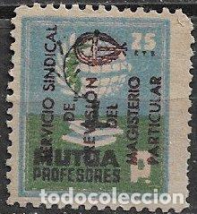 Sellos: VI&Ntilde;ETAS Mutua de Profesores, 25 cts. azul y verde (*) hab. negra, leer