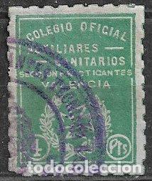 Sellos: Colegio Oficial de Sanitarios de Valencia, 4 ptas. verde (o)