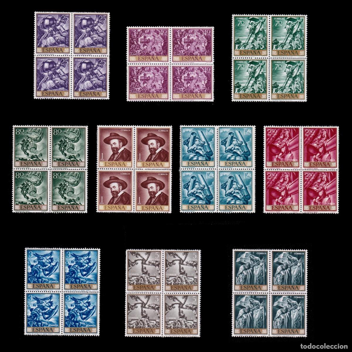 Sellos: J.M&ordf; Sert. 1966. Serie. Blq4 Nuevo** Edifil 1710-1719 + Obsequio