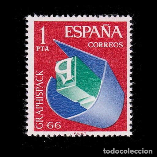 Sellos: Espa&ntilde;a. GRAPHISPACK 66. 1p. Nuevo **. Edifil 1709 + Obsequio