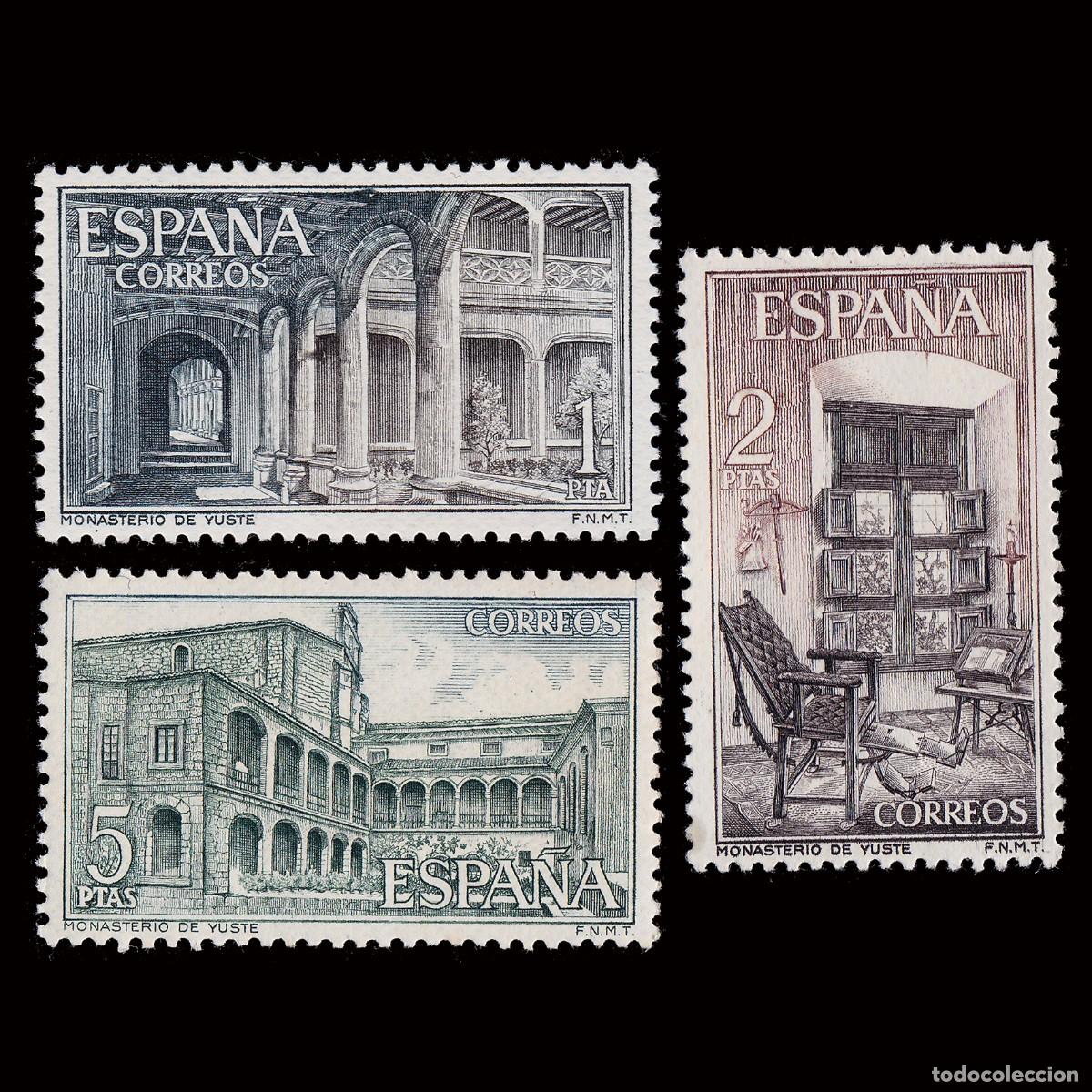 Sellos: Monasterio Yuste. 1965. Serie Nuevo**. Edifil 1686-88 + OBSEQUIO