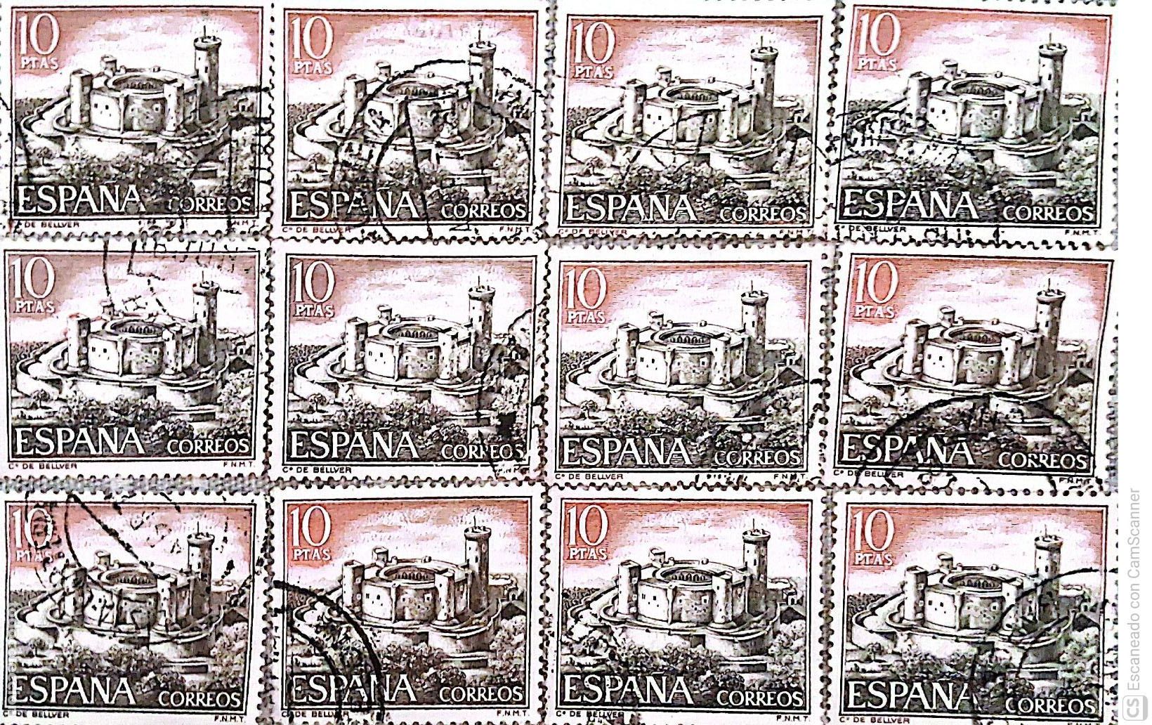 Sellos: Espa&ntilde;a. 1981 Castillo de Bellver (Mallorca). 1970. 12 Sellos usados. Ref. h1. Numeraci&oacute;n Edifil.