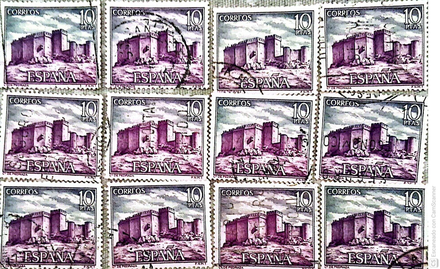 Sellos: Espa&ntilde;a. 2098 Castillo de Pedraza (Segovia). 1972. 12 Sellos usados. Ref. h6. Numeraci&oacute;n Edifil.
