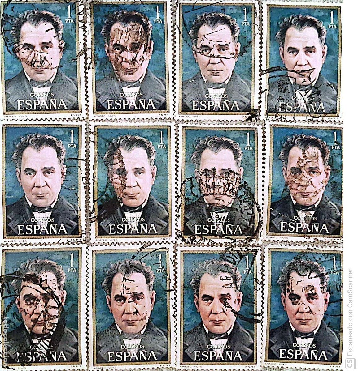 Sellos: Espa&ntilde;a. 2027 Amadeo Vives. 1971. 12 Sellos usados. Ref. h9. Numeraci&oacute;n Edifil.