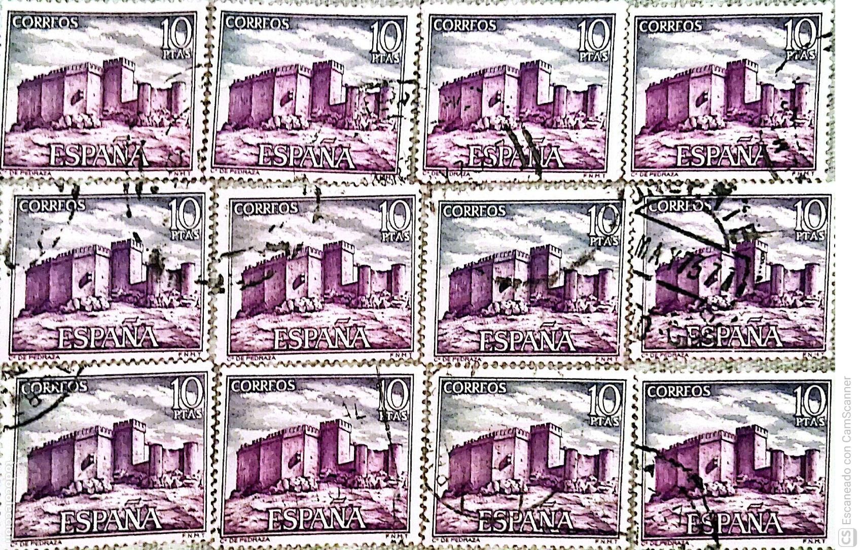 Sellos: Espa&ntilde;a. 2097 Castillo de Pedraza (Segovia). 1972. 12 Sellos usados. Ref. h11 Numeraci&oacute;n Edifil.