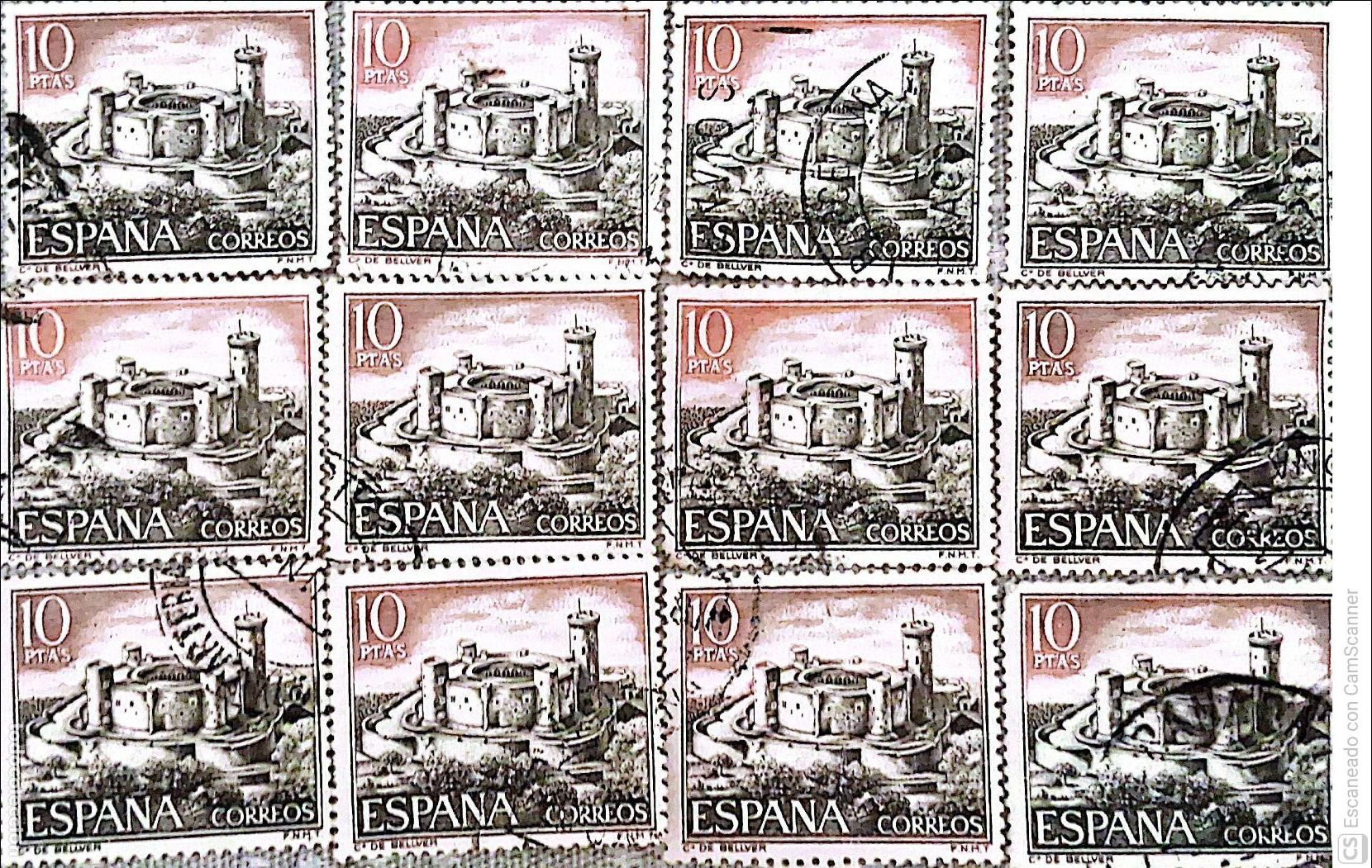 Sellos: Espa&ntilde;a. 1981 Castillo de Bellver (Mallorca). 1970. 12 Sellos usados. Ref. h12. Numeraci&oacute;n Edifil.