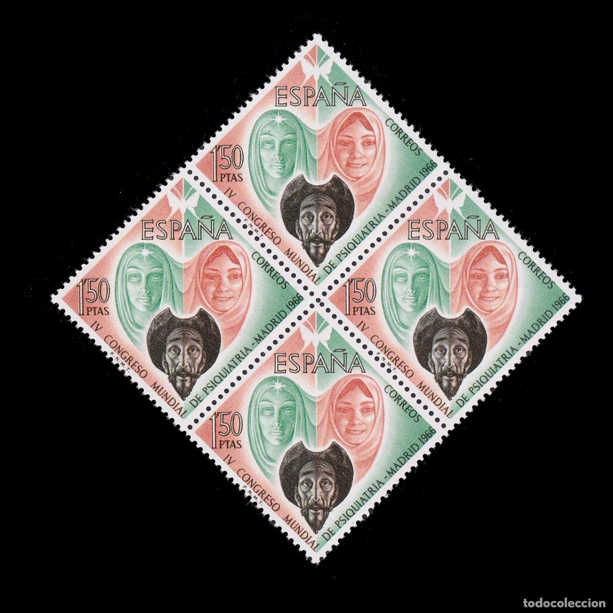 Sellos: Espa&ntilde;a. Cgr. Psiquiatr&iacute;a. 1966. Blq4. Nuevo**.Edifil 1746 + OBSEQUIO